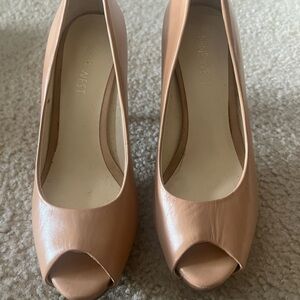 Nine West Tan Peep Toe Heels